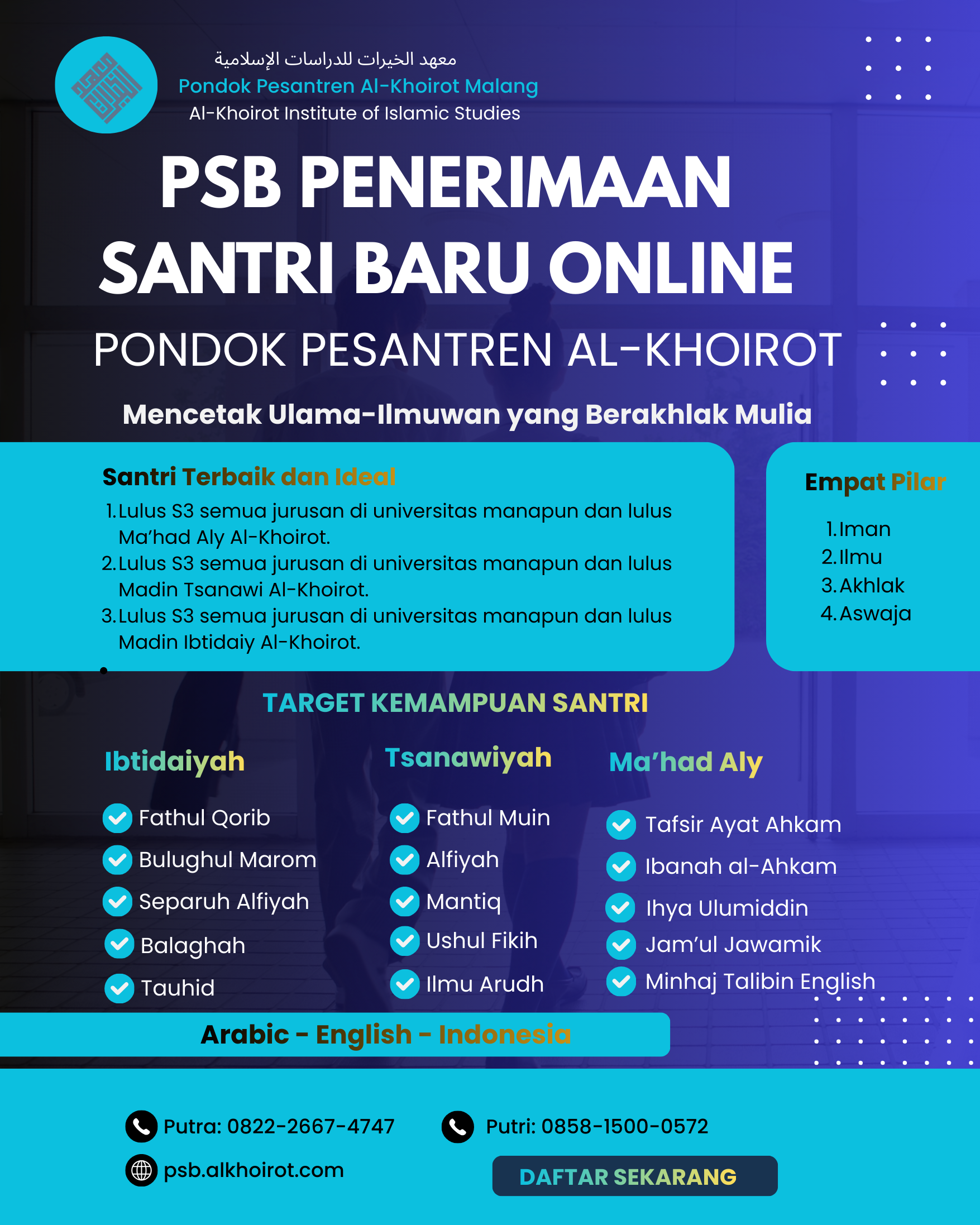 PSB Penerimaan Santri Baru Online Pondok Pesantren Al-Khoirot Malang
